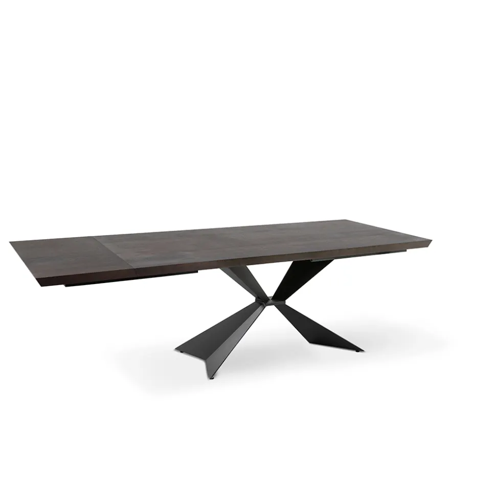 Tavolo Allungabile a 300 cm con Base in Metallo e Piano in Rovere - Marina
