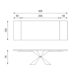 Tavolo Allungabile a 300 cm con Base in Metallo e Piano in Rovere - Marina