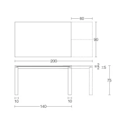 Tavolo Allungabile a 310 cm con Piano in Nobilitato e Base in Metallo - Spilla