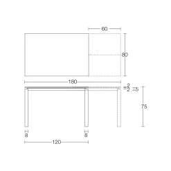 Tavolo Allungabile a 310 cm con Piano in Nobilitato e Base in Metallo - Spilla