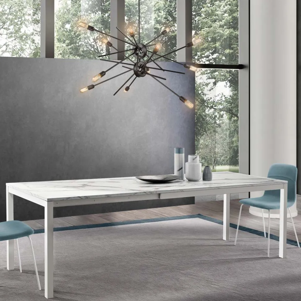 Tavolo Allungabile a 260 cm con Piano in Melaminico Finitura Calacatta - Shaila