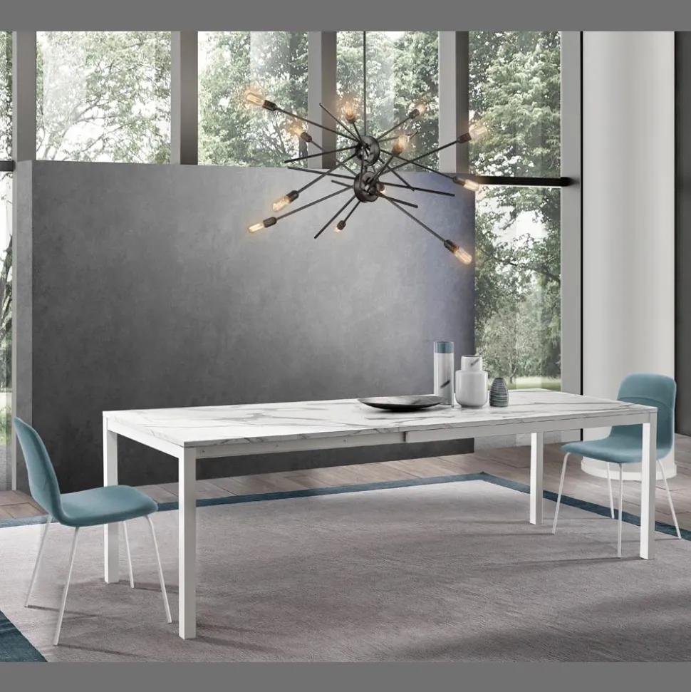 Tavolo Allungabile a 260 cm con Piano in Melaminico Finitura Calacatta - Shaila