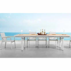 Tavolo Allungabile a 340 cm da Esterno in Alluminio e Piano in Teak - Bilel