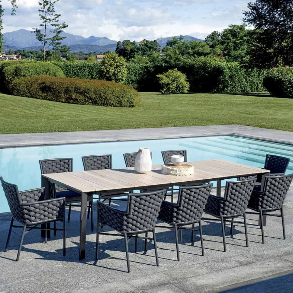 Tavolo Allungabile a 276 cm in Alluminio Effetto Legno - Orava