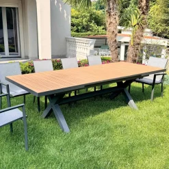 Tavolo Allungabile a 263 cm in Alluminio e Teak Massello - Lilia