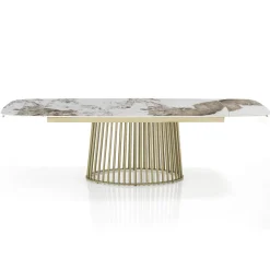 Tavolo Allungabile a 260 cm in Ceramica Finitura Marmo e Metallo - Veneto