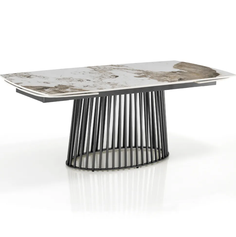 Tavolo Allungabile a 260 cm in Ceramica Finitura Marmo e Metallo - Veneto