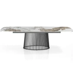 Tavolo Allungabile a 260 cm in Ceramica Finitura Marmo e Metallo - Veneto