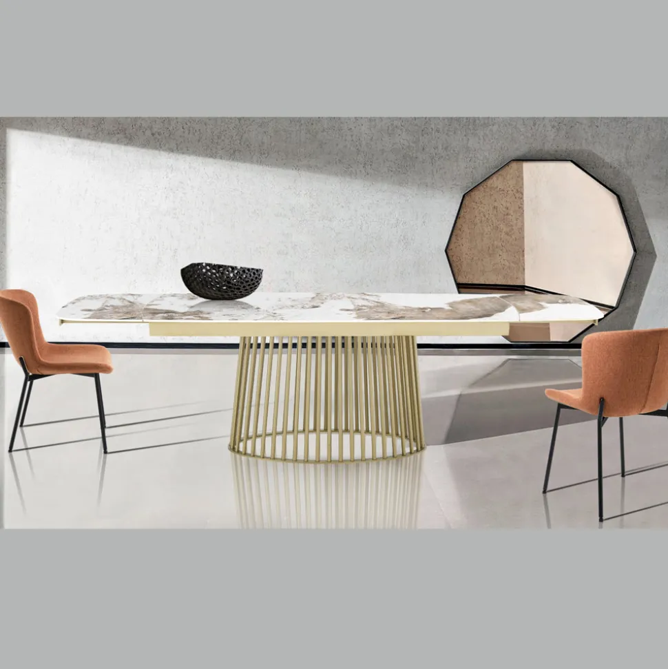 Tavolo Allungabile a 260 cm in Ceramica Finitura Marmo e Metallo - Veneto