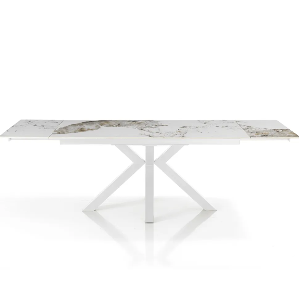 Tavolo Allungabile a 240 cm in Ceramica Finitura Marmo Onice Lucido - Piemonte