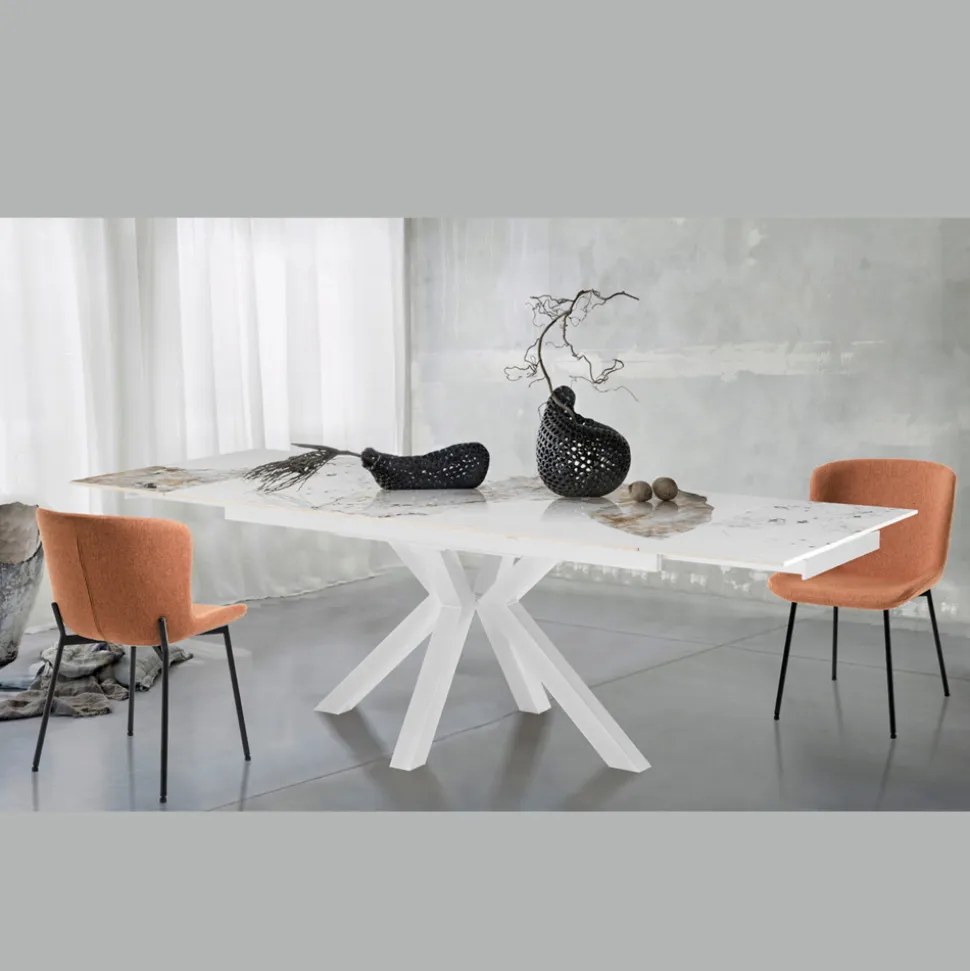 Tavolo Allungabile a 240 cm in Ceramica Finitura Marmo Onice Lucido - Piemonte