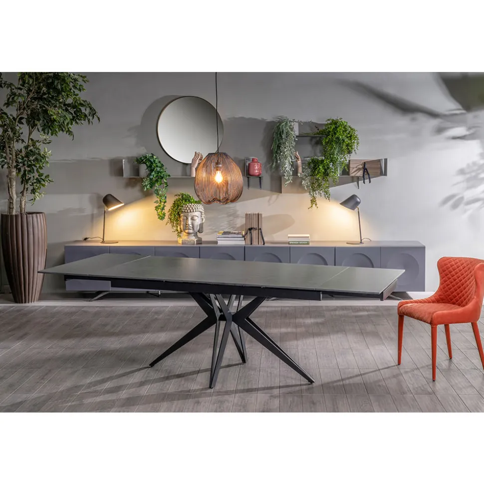 Tavolo Allungabile a 240 cm in Ceramica e Base in Metallo - Bouquet