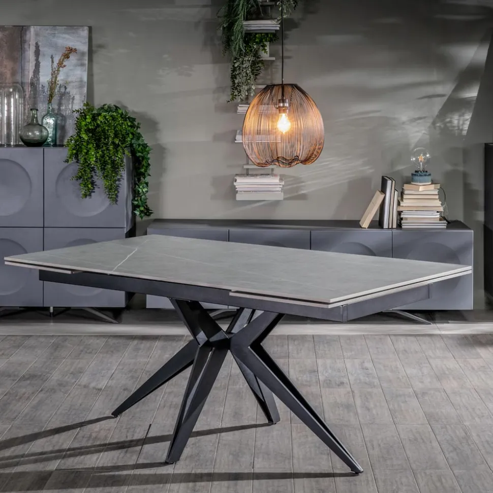Tavolo Allungabile a 240 cm in Ceramica e Base in Metallo - Bouquet