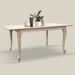 Tavolo Allungabile a 220 cm in Legno Bianco e Oro Made in Italy - Luxury
