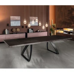 Tavolo Allungabile a 300 cm in Rovere Impiallacciato e Base in Alluminio - Travis