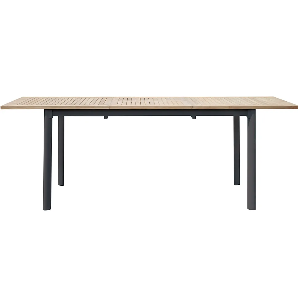 Tavolo Allungabile a Farfalla a 210 cm in Alluminio e Piano in Teak - Incanto