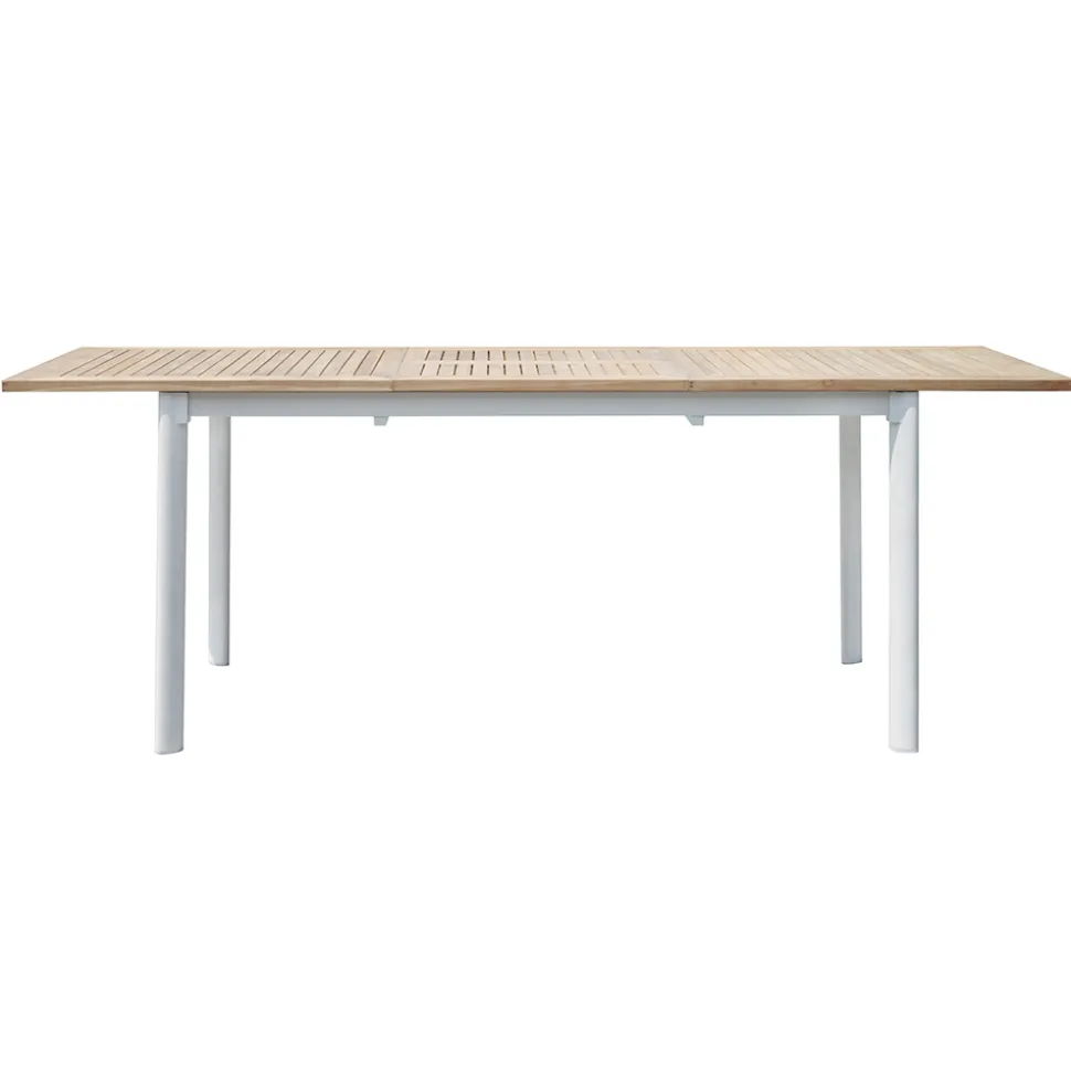 Tavolo Allungabile a Farfalla a 210 cm in Alluminio e Piano in Teak - Incanto