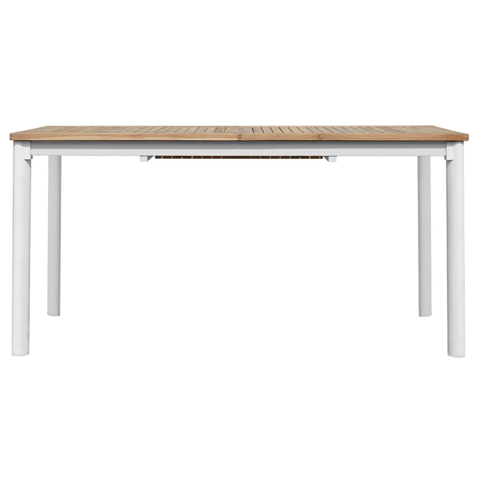 Tavolo Allungabile a Farfalla a 210 cm in Alluminio e Piano in Teak - Incanto