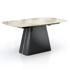 Tavolo Allungabile con Base in Acciaio e Piano in Ceramica Finitura Marmo - Emilia
