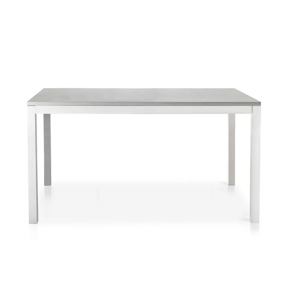 Tavolo Allungabile con Gambe in Metallo Bianco e Piano in Melaminico - Shaila