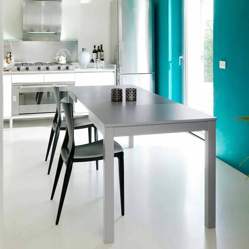 Tavolo allungabile con gambe in legno di faggio,L130/210xP80cm,Denisio