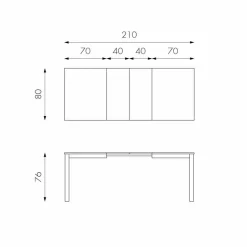 Tavolo allungabile con gambe in legno di faggio,L130/210xP80cm,Denisio