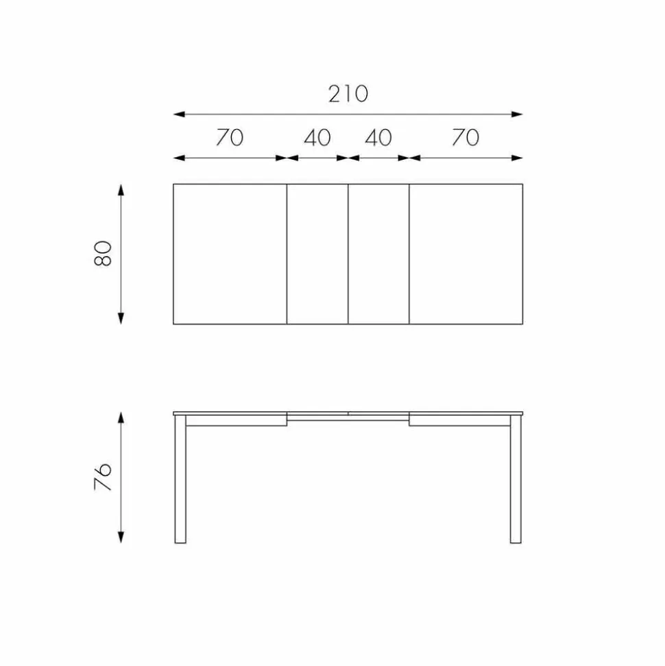 Tavolo allungabile con gambe in legno di faggio,L130/210xP80cm,Denisio