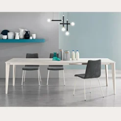 Tavolo Allungabile con Piano in Melaminico Cemento Bianco Ghiaccio - Ariel