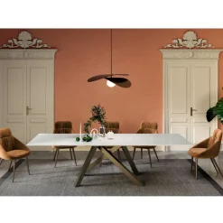 Tavolo Allungabile con Piano in Vetro Bianco Opaco Made in Italy - Settimmio