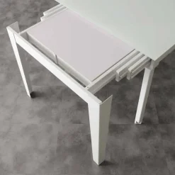 Tavolo allungabile con piano in vetro temperato moderno Baltimora