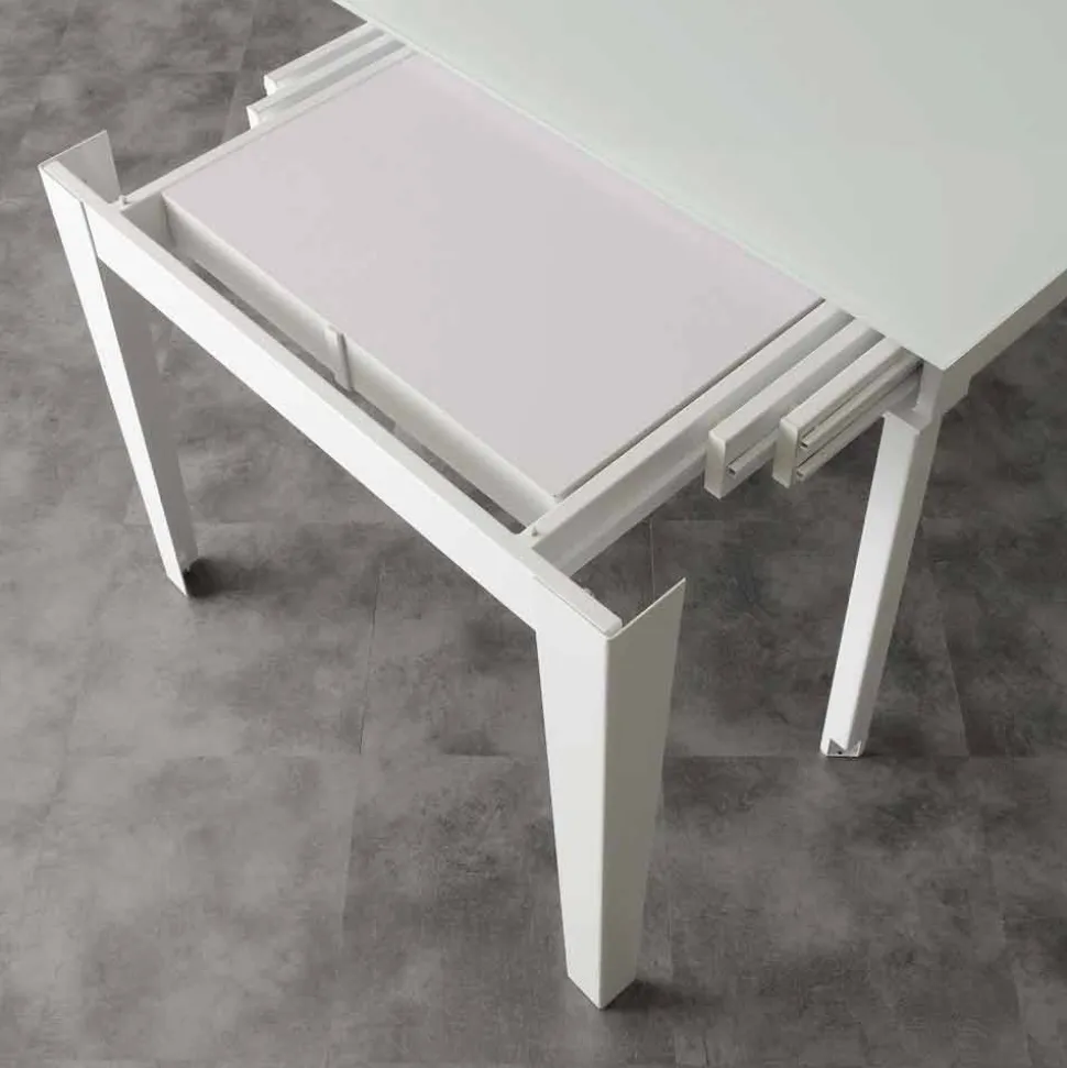 Tavolo allungabile con piano in vetro temperato moderno Baltimora