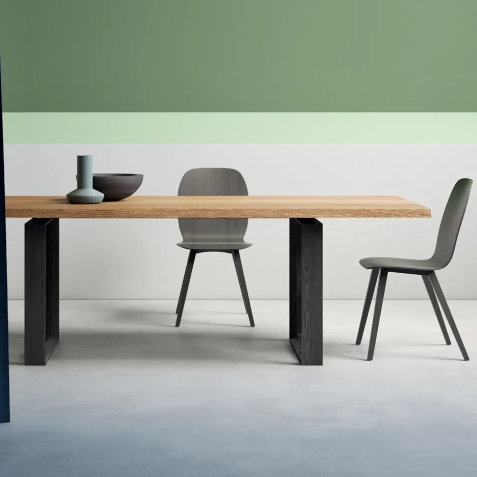 Tavolo Allungabile con Piano e Bordo Scortecciato Made in Italy - Aravis