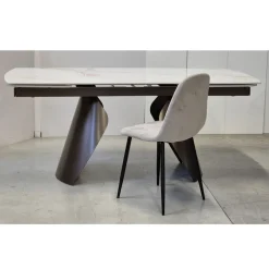 Tavolo Allungabile da 180 a 260 cm in Gres Sintered Stone Finitura Calacatta - Vortex