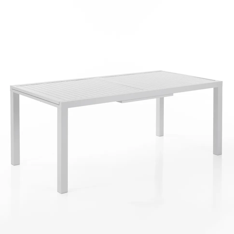 Tavolo Allungabile da Giardino con Piano e Base in Alluminio Bianco - Parler