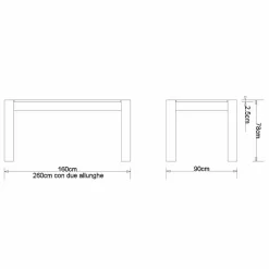 Tavolo allungabile design in legno di rovere, L160/260xP90cm, Jacob