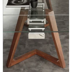 Tavolo allungabile di design con piano in vetro temperato Iside