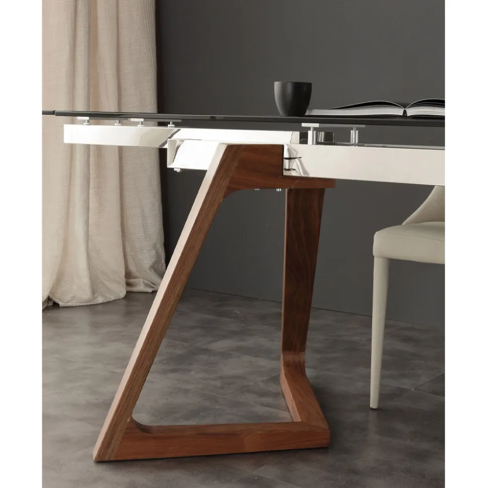 Tavolo allungabile di design con piano in vetro temperato Iside