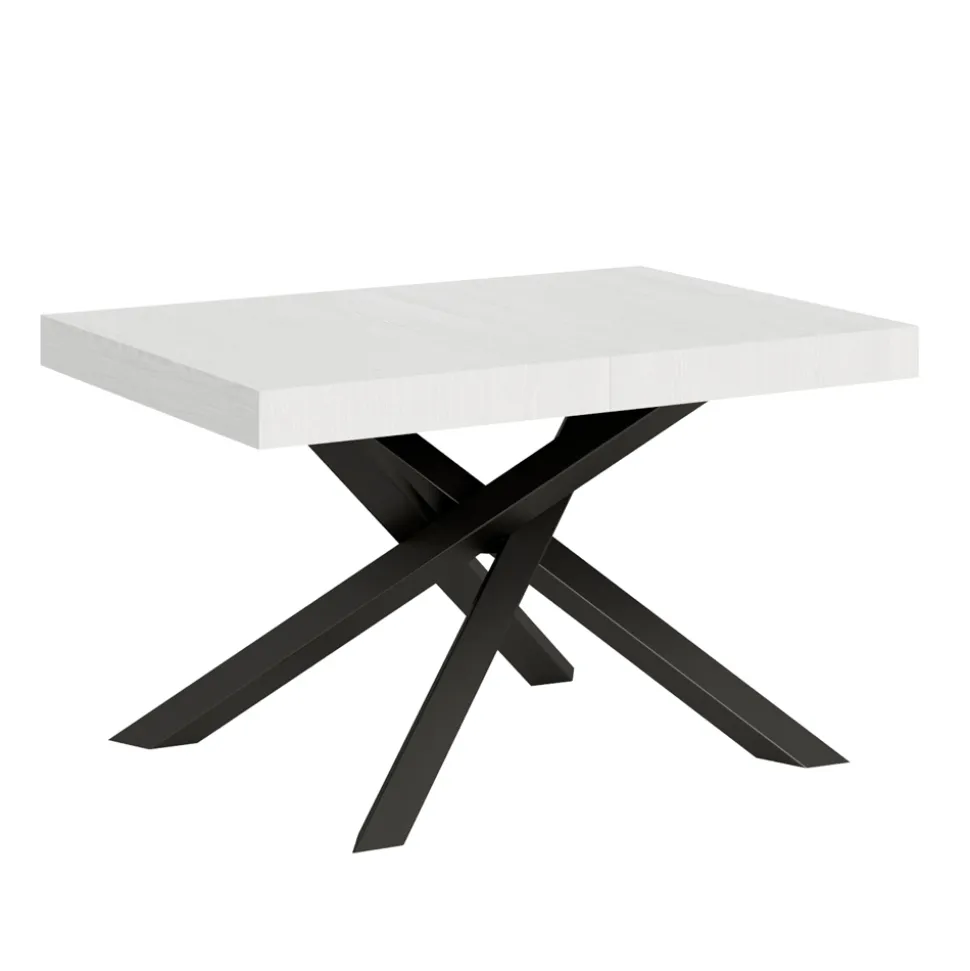 Tavolo Allungabile Fino a 440 cm in Ferro Antracite e Legno Made in Italy - Graffo
