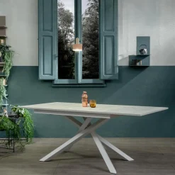 Tavolo Allungabile fino a 190 cm in Metallo e Piano in Melaminico - Lavanda