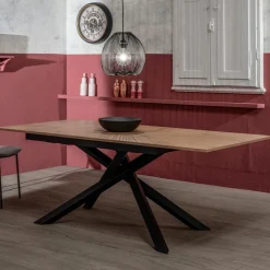 Tavolo Allungabile fino a 190 cm in Metallo e Piano in Melaminico - Lavanda