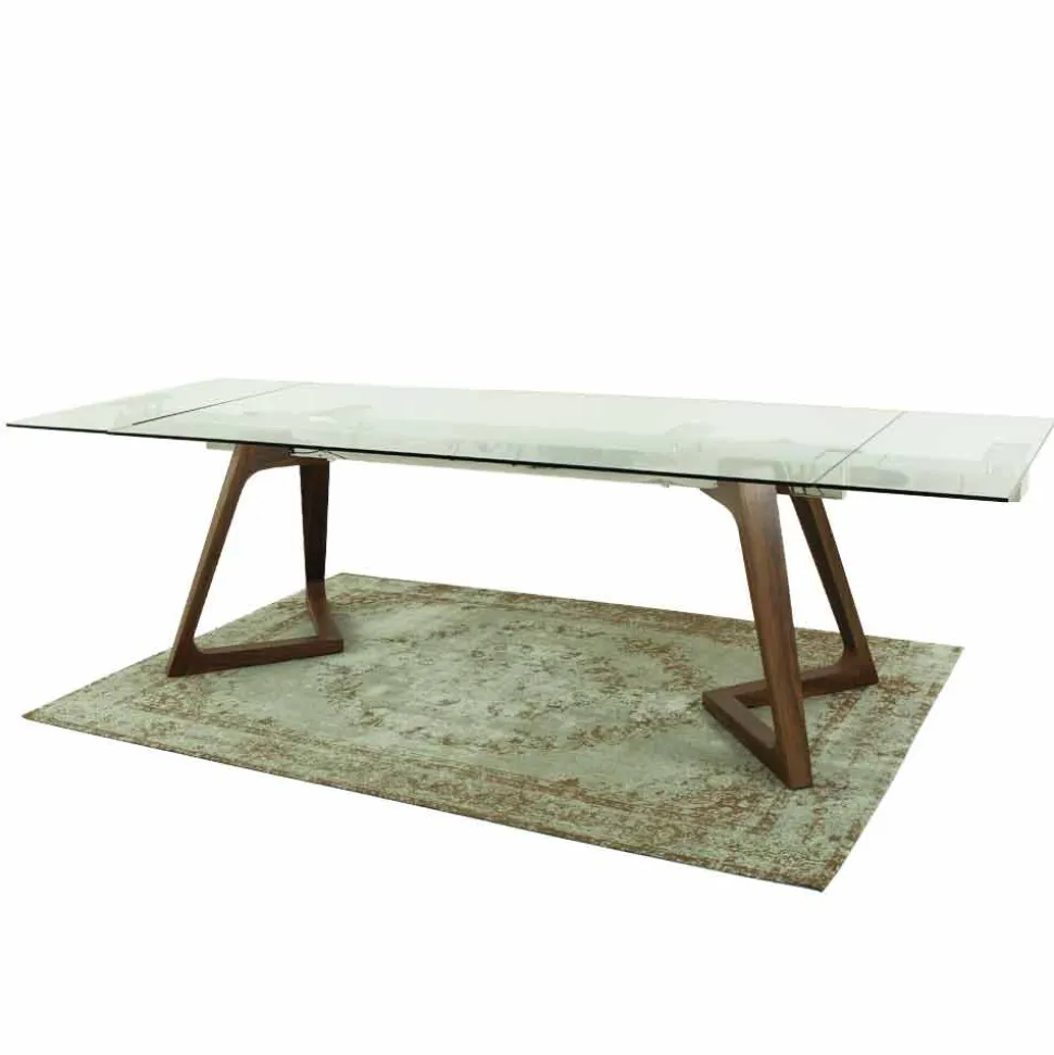 Tavolo Allungabile Fino a 280 cm in Vetro e Legno Impiallacciato – Eugrafo