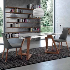 Tavolo Allungabile Fino a 280 cm in Vetro e Legno Impiallacciato – Eugrafo