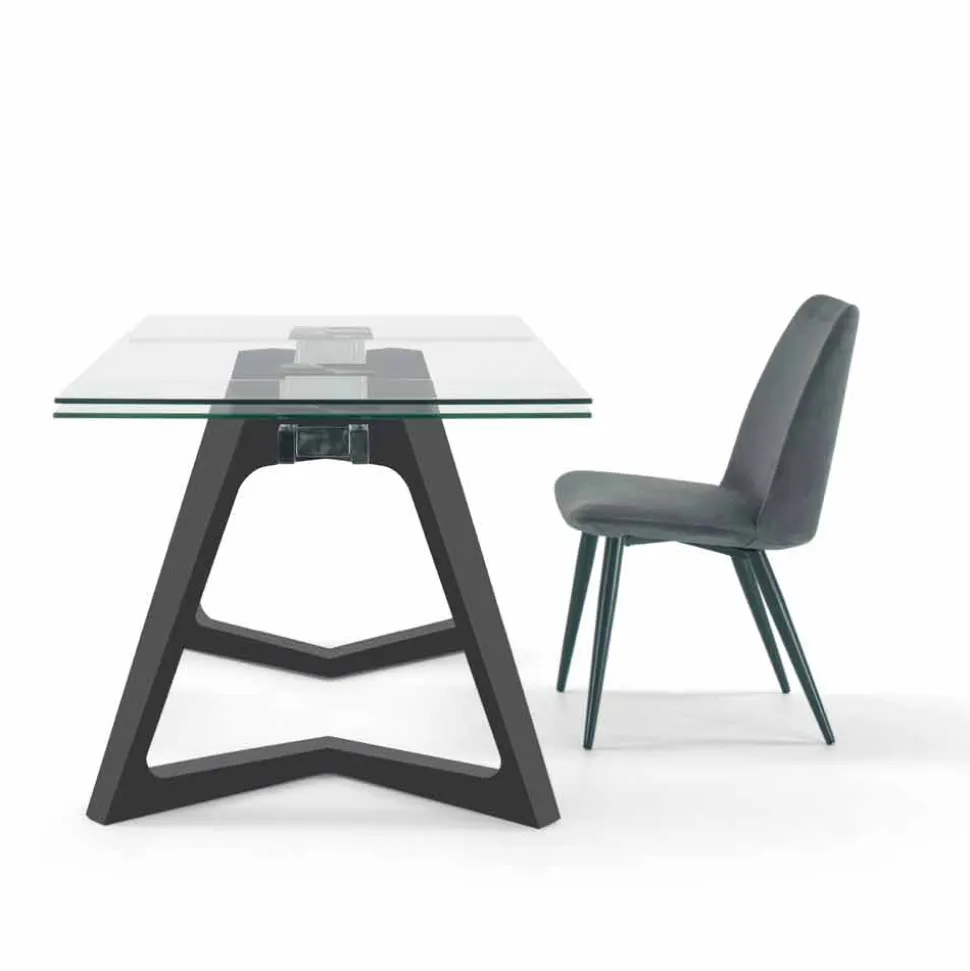 Tavolo Allungabile Fino a 280 cm in Vetro e Legno Impiallacciato – Eugrafo