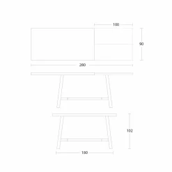 Tavolo Allungabile fino a 280 cm in Legno e Metallo Made in Italy - Gallotto