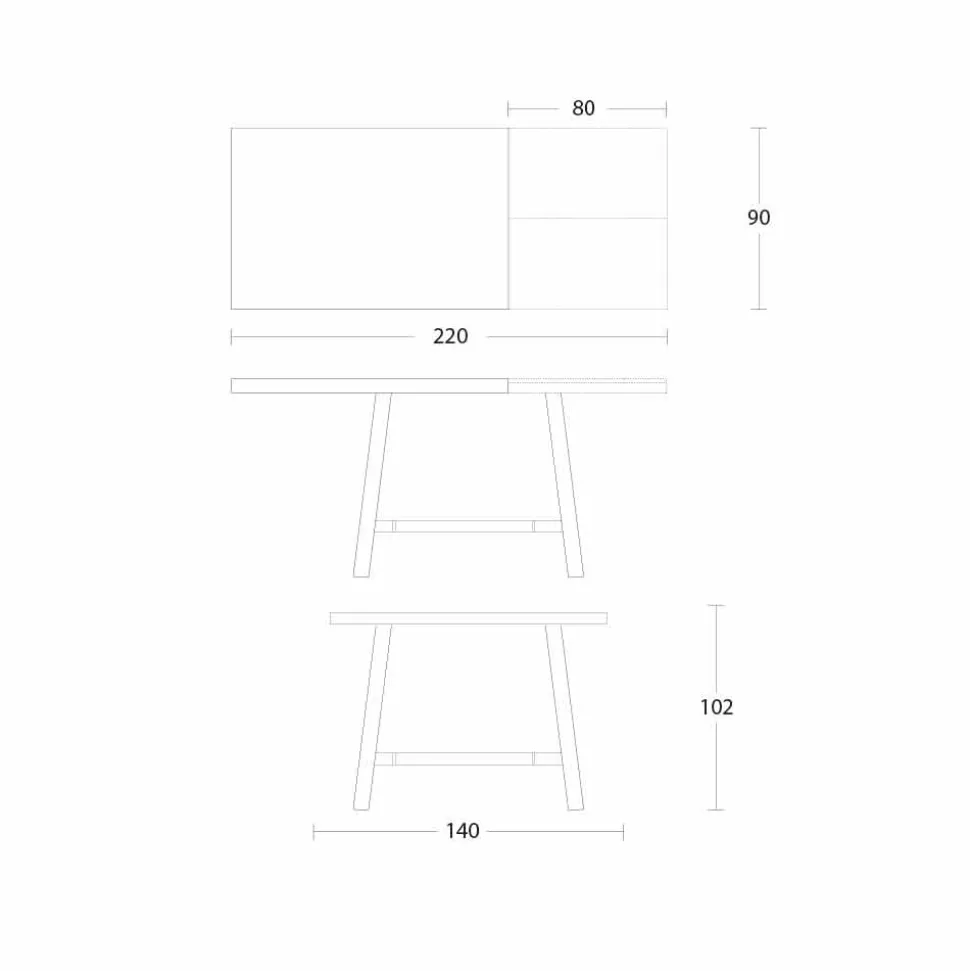 Tavolo Allungabile fino a 280 cm in Legno e Metallo Made in Italy - Gallotto