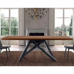 Tavolo Allungabile Fino a 300 cm in Legno e Acciaio Made in Italy - Settimmio