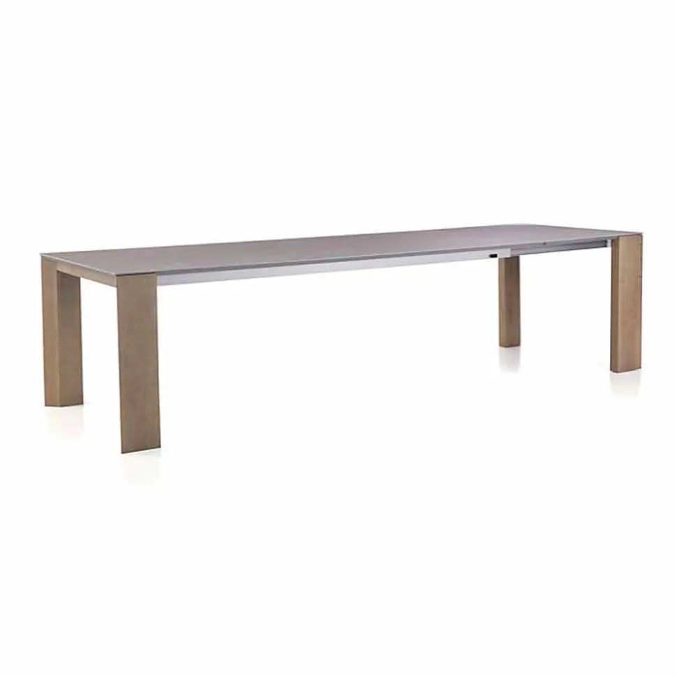 Tavolo Allungabile Fino a 300 cm in Ceramica e Gambe in Legno - Ipanemo