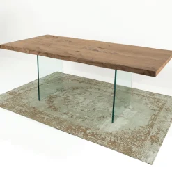 Tavolo Allungabile Fino a 300 cm in Legno Impiallacciato e Vetro – Strappo