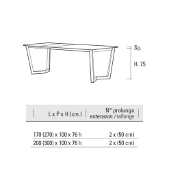 Tavolo Allungabile Fino 300 cm Base in Metallo Made in Italy - Bastiano