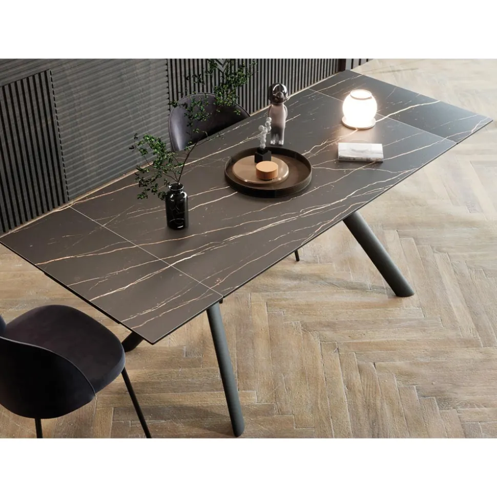 Tavolo Allungabile Fino 200 cm Base in Metallo e Piano in Gres - Norris